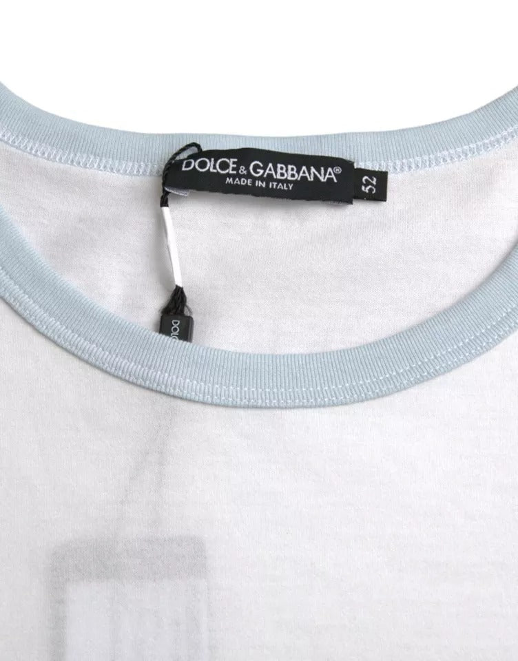 Dolce & Gabbana White Cotton Round Neck Short Sleeve T-shirt