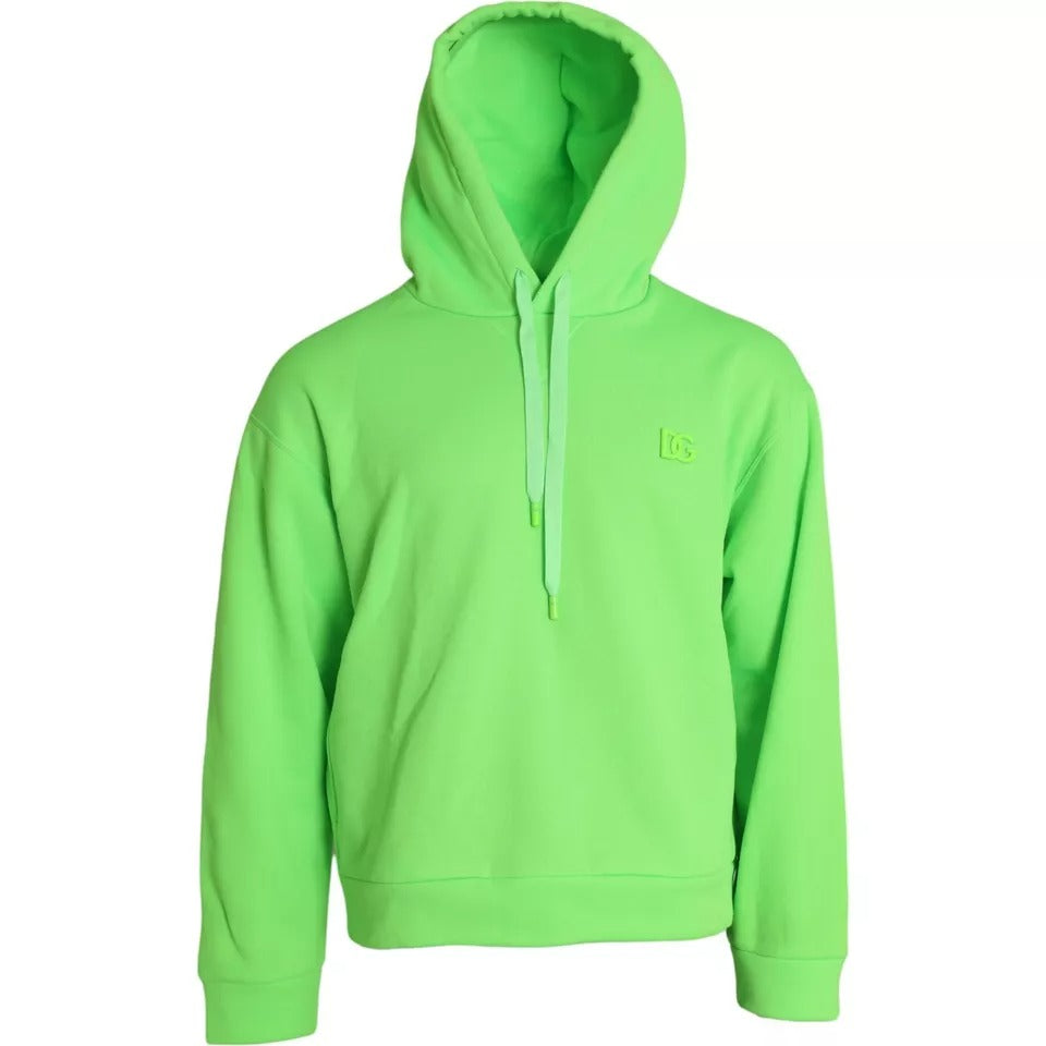 Dolce &amp; Gabbana Neongrünes Logo-Pullover-Kapuzenpullover