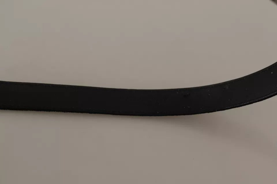 Dolce & Gabbana Black Velvet Silver Tone Metal Buckle Belt