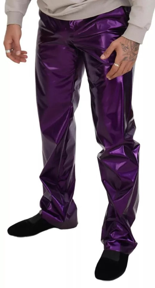 Dolce & Gabbana Purple Shining Men Casual Pants