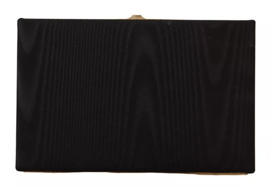 Dolce & Gabbana Black Silk Gold Frame Clutch Evening Party Purse Bag