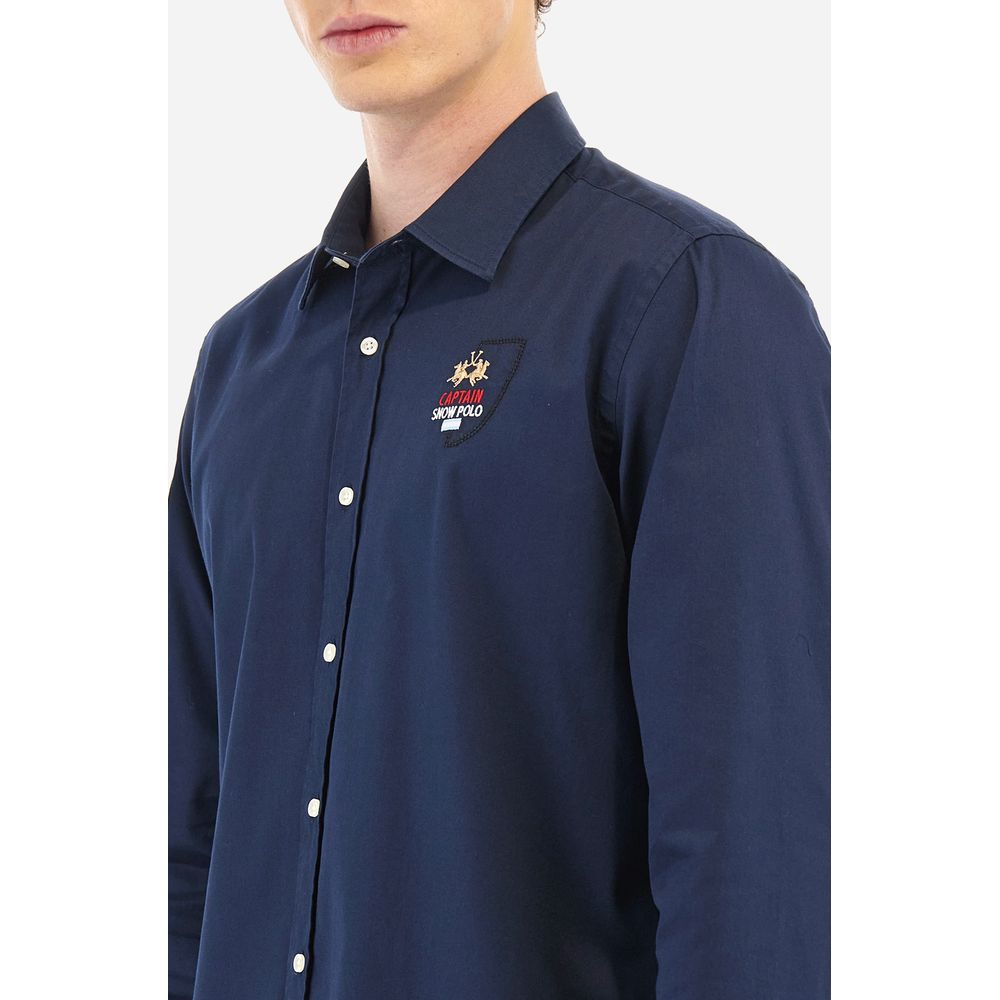 La Martina Blue Cotton Shirt