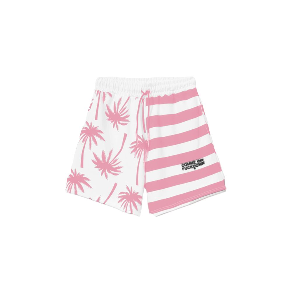 Comme Des Fuckdown Schicke rosa gestreifte Shorts mit Kordelzug