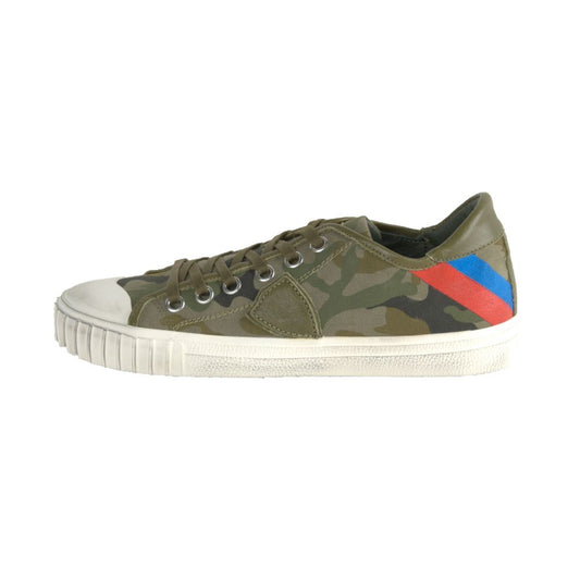 Philippe Model Gare LU Bandes Camou Vert Ledersneaker