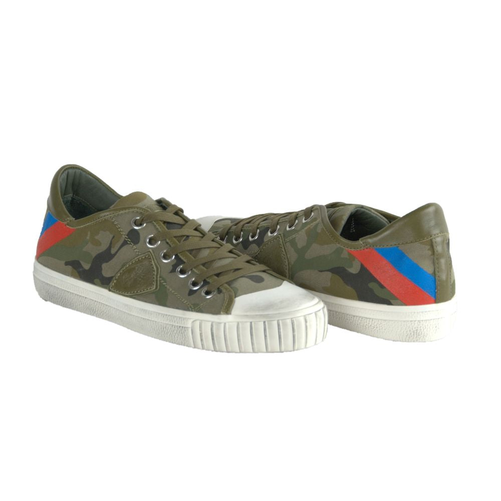 Philippe Model Gare LU Bandes Camou Vert Ledersneaker