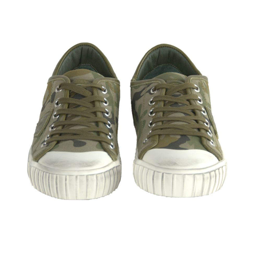 Philippe Model Gare LU Bandes Camou Vert Ledersneaker