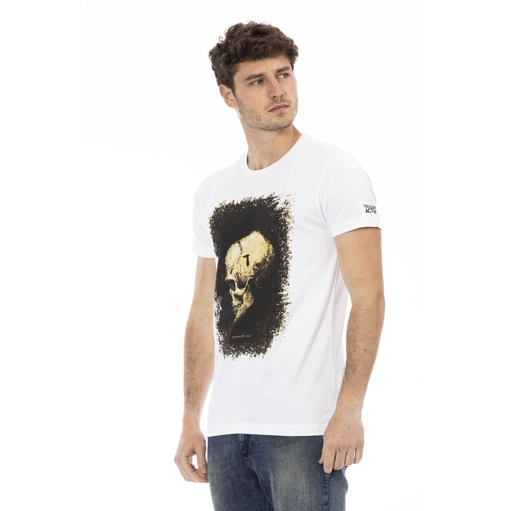 Trussardi Action Glattes weißes Grafik-T-Shirt mit künstlerischem Druck