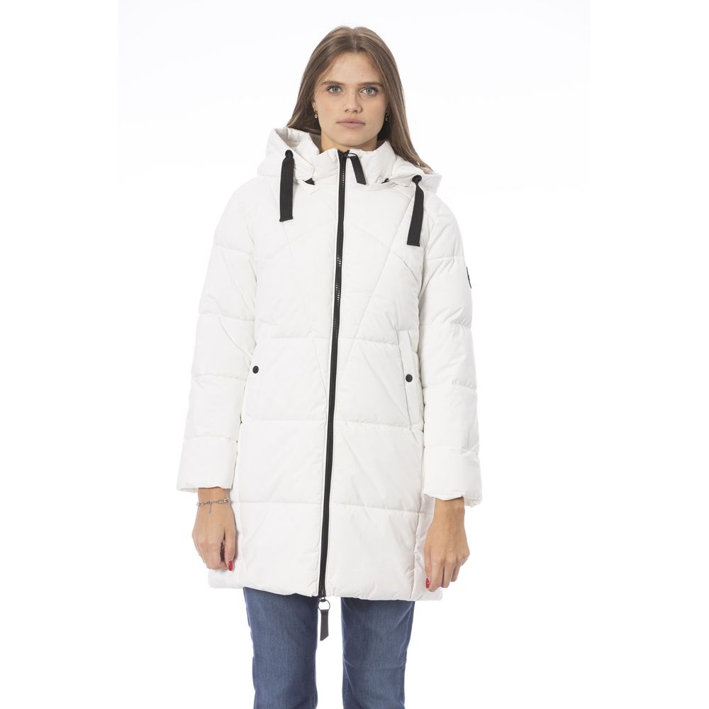 Baldinini Trend Elegante weiße lange Daunenjacke für Damen