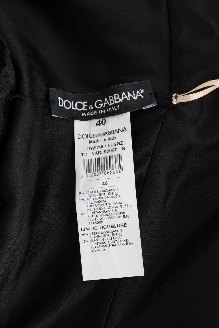 Dolce &amp; Gabbana Body-Strampler aus goldfarbener und schwarzer Seide mit Stretchanteil