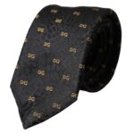 Dolce & Gabbana Black Silk Branded Logo Adjustable Men Tie