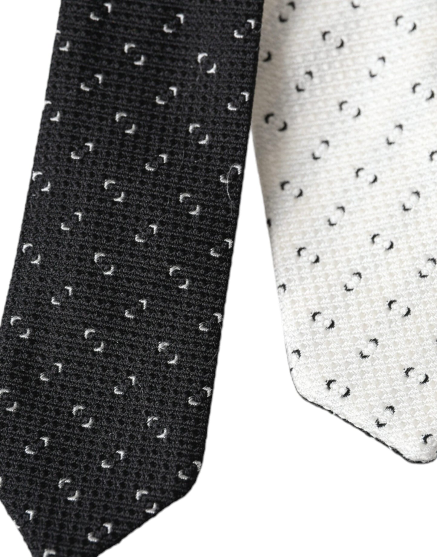 Dolce & Gabbana Black White Patterned Adjustable Tie