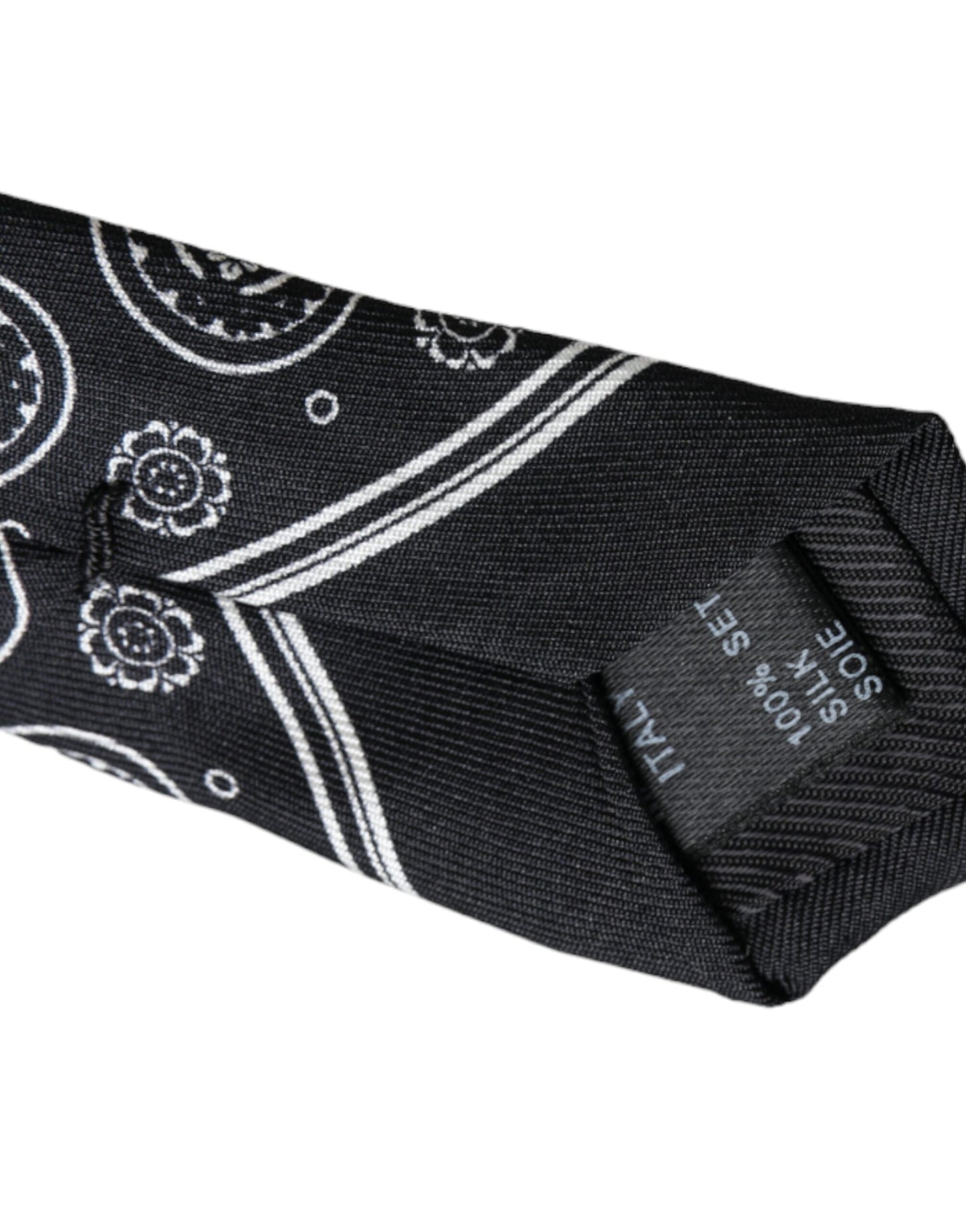 Dolce & Gabbana Black Patterned 100%Silk Adjustable Tie