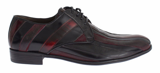 Dolce &amp; Gabbana Elegante, schwarze, bordeauxrote, gestreifte Lederschuhe