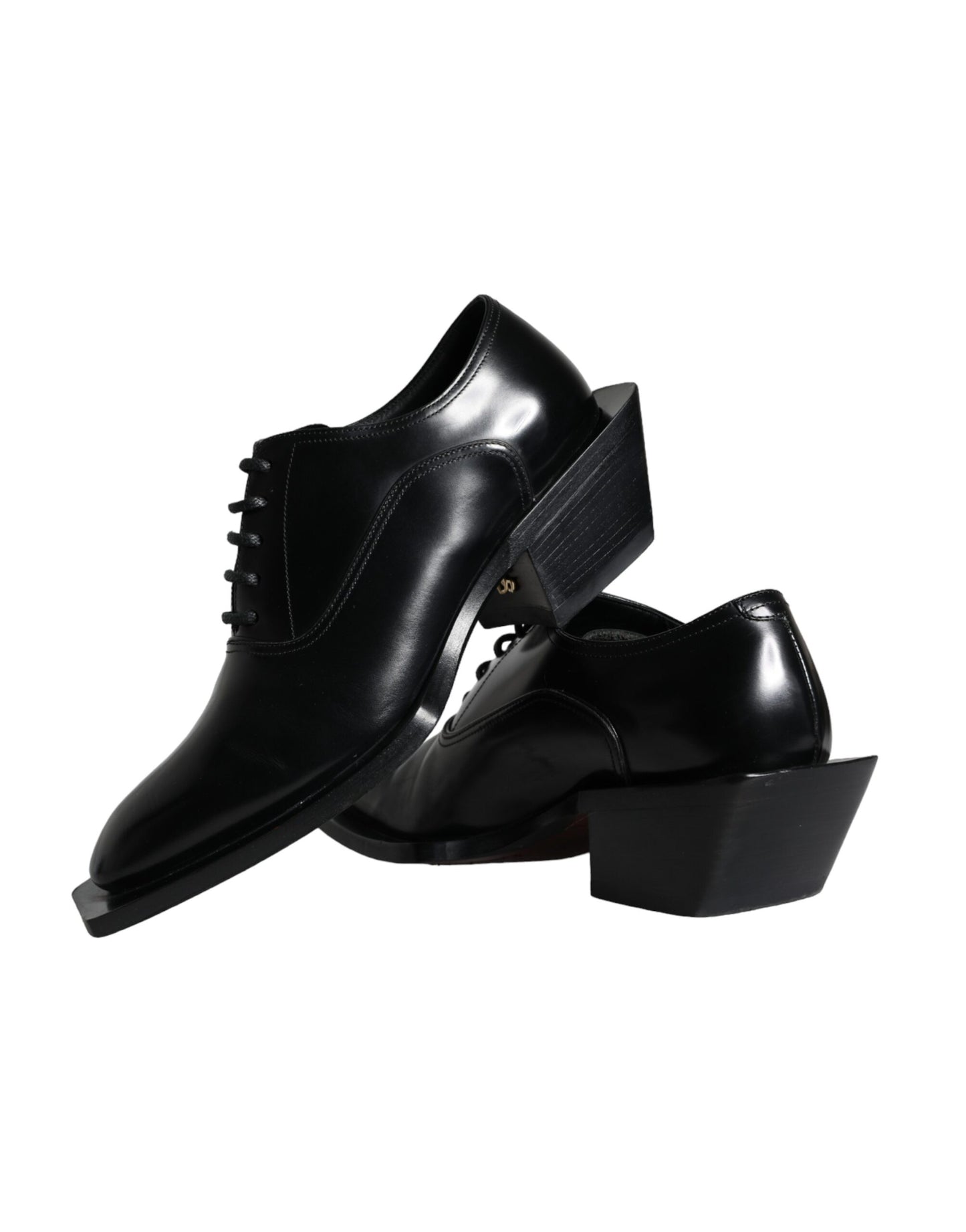 Dolce & Gabbana Black Calfskin Leather Derby Dress Men Shoes