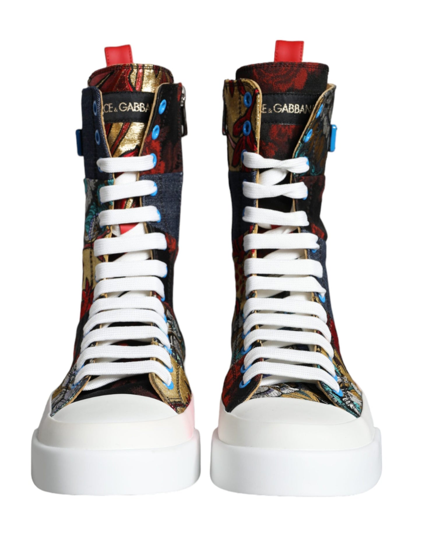 Dolce & Gabbana Multicolor Patchwork Logo High Top Sneakers Shoes