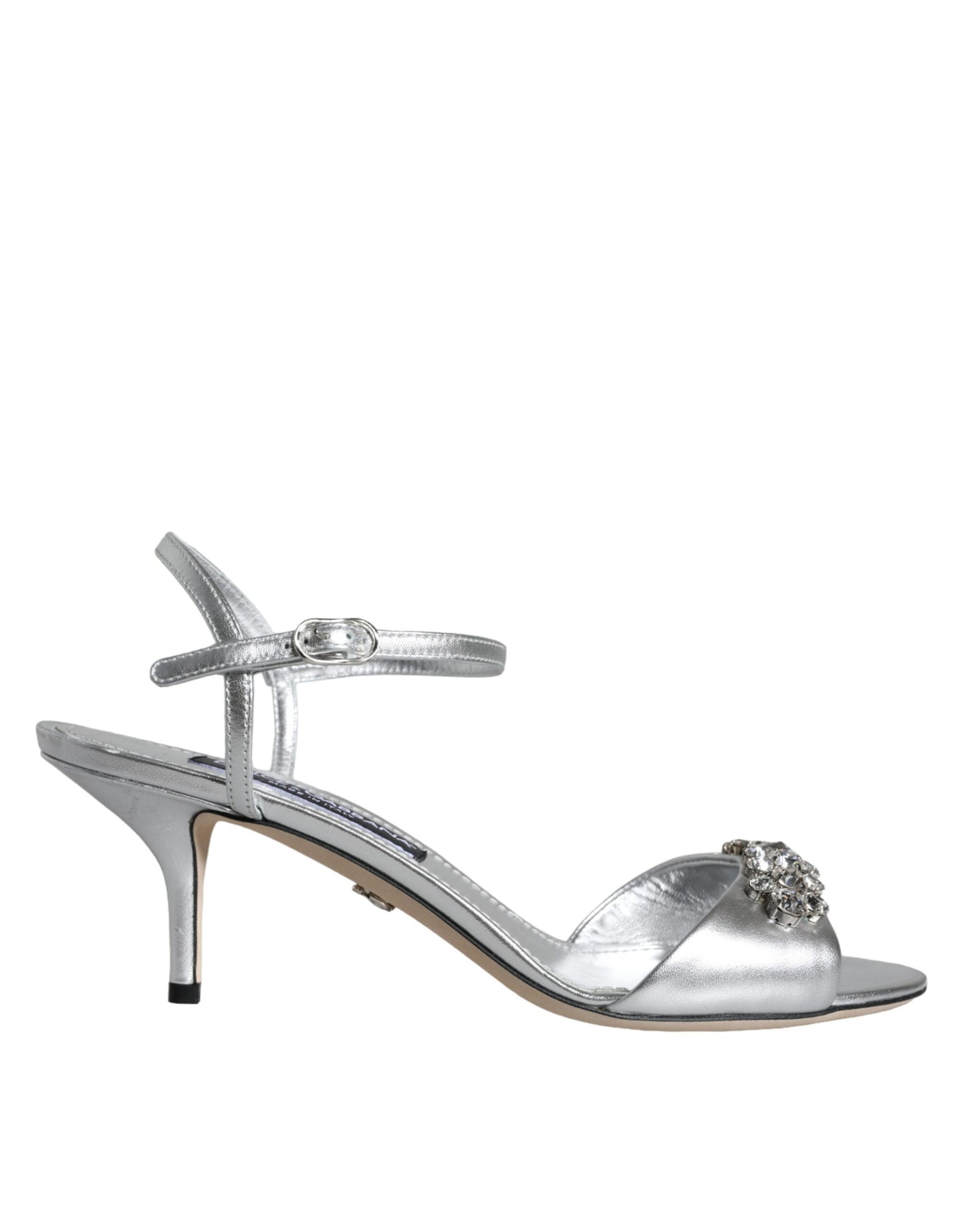 Dolce & Gabbana Silver Crystal AnkleStrap Keira Sandals Shoes