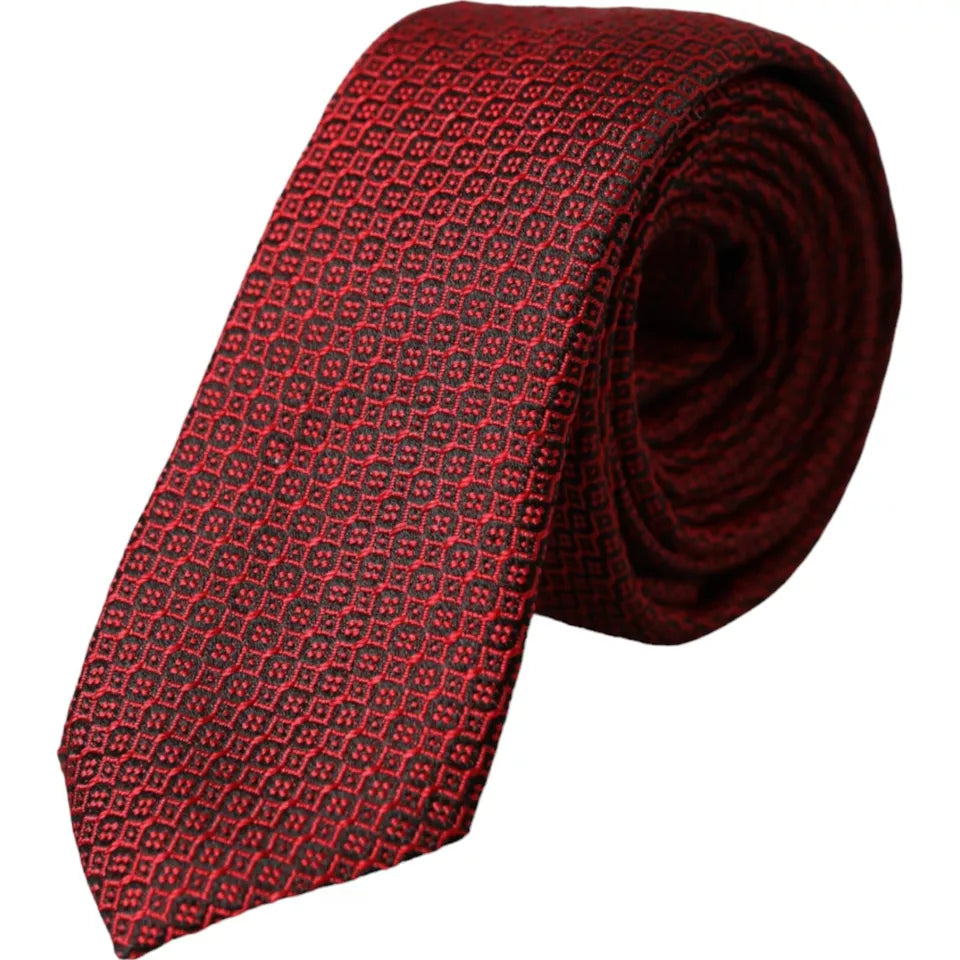 Dolce & Gabbana Red Patterned 100% Silk Adjustable Men Tie