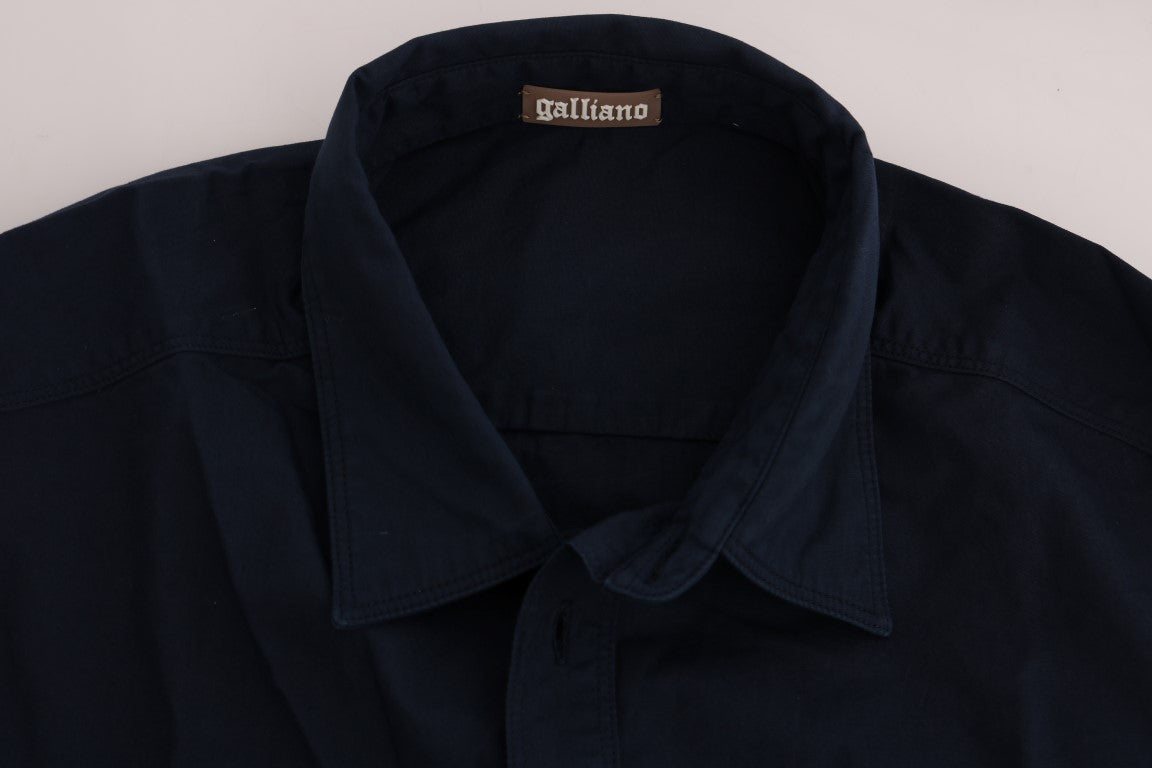 John Galliano Elegantes Freizeithemd aus blauer Baumwolle