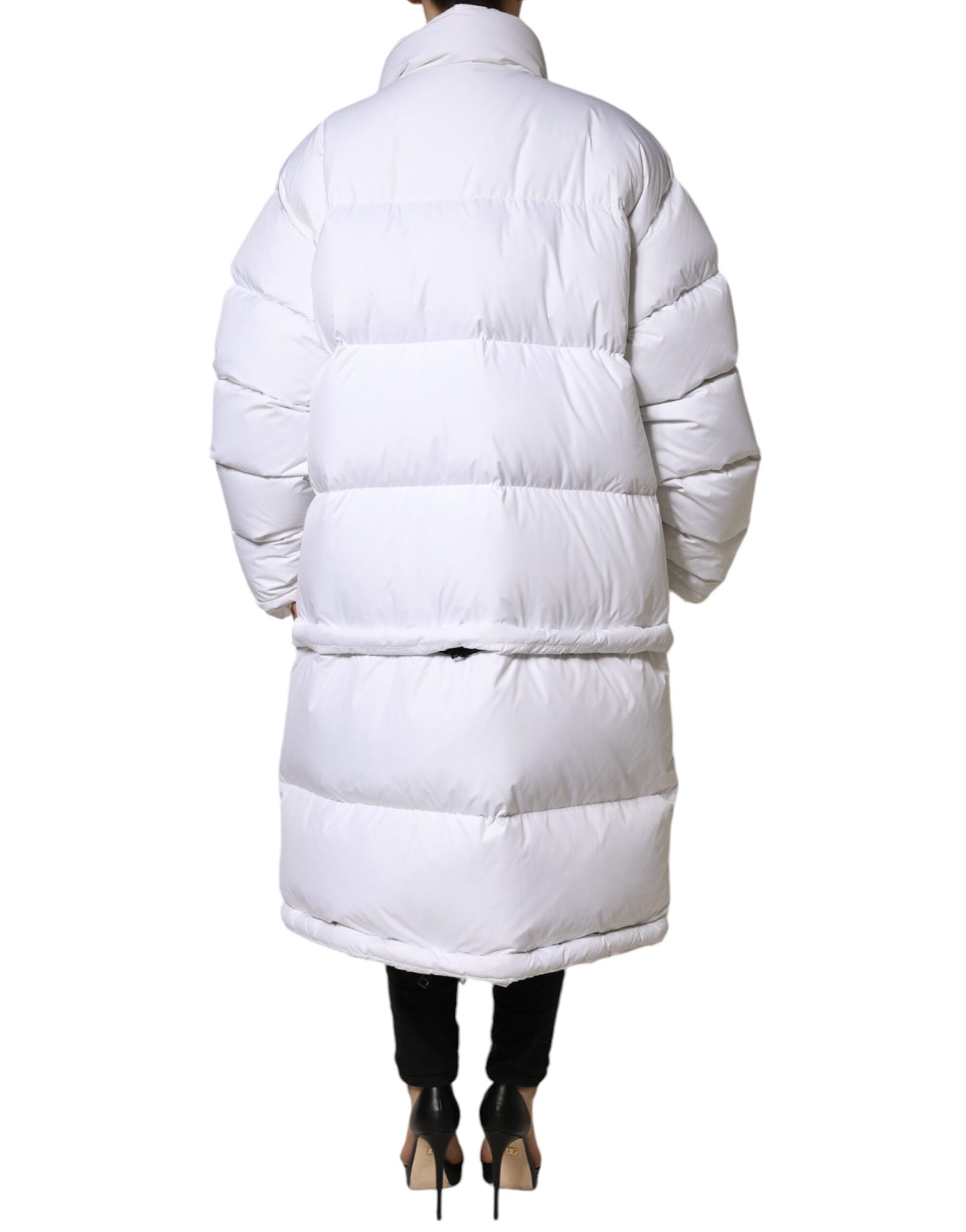 Dolce & Gabbana White Puffer Quilted Full Zip Coat Jacket