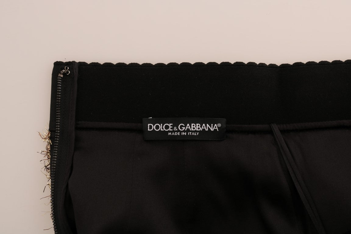 Dolce &amp; Gabbana Gold Black Short Mini Skirt