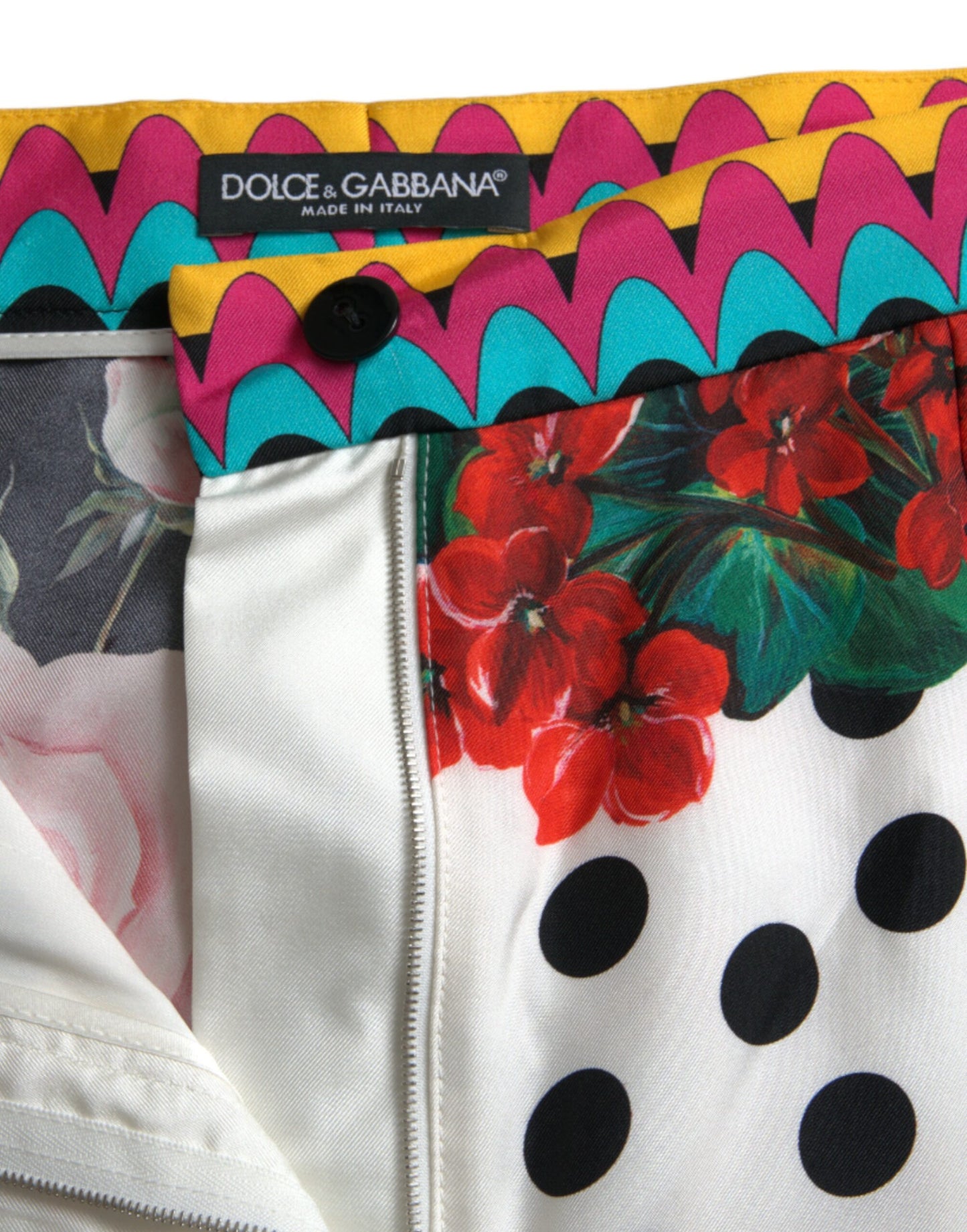 Mehrfarbige Hotpants aus Seide mit hoher Taille von Dolce &amp; Gabbana