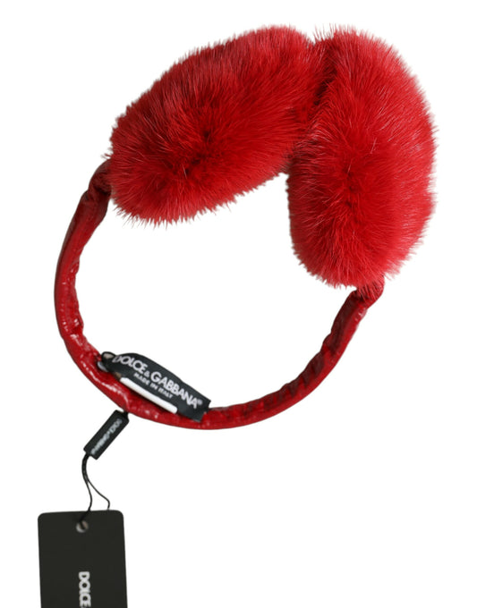 Dolce &amp; Gabbana Rote Nerzpelz-Elegance-Ohrenschützer