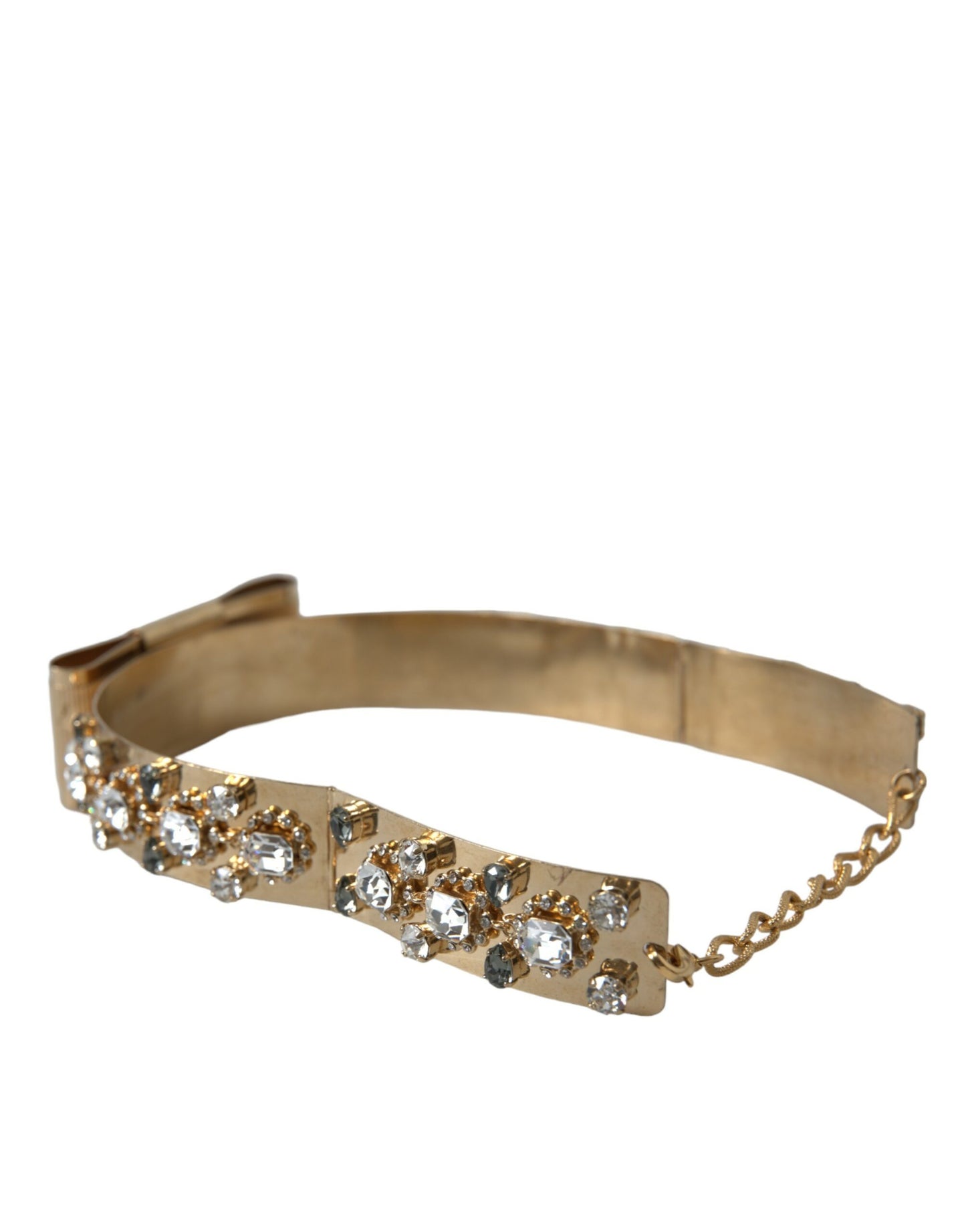 Dolce &amp; Gabbana Goldfarbener, mit Kristallen verzierter Taillengürtel