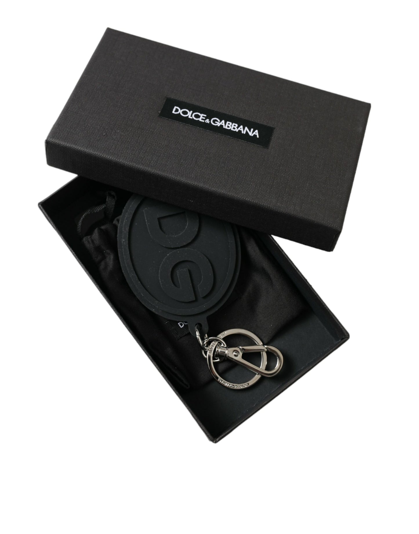 Dolce &amp; Gabbana Chic Schlüsselanhänger mit Logo in Schwarz und Silber