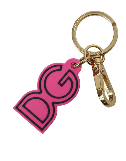 Dolce &amp; Gabbana Chic Gold- und Pink-Logo-Schlüsselanhänger