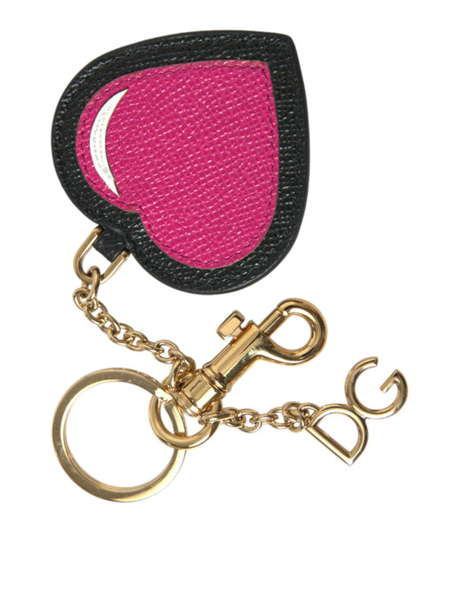 Dolce &amp; Gabbana Atemberaubender Schlüsselanhänger aus goldenem und rosafarbenem Leder