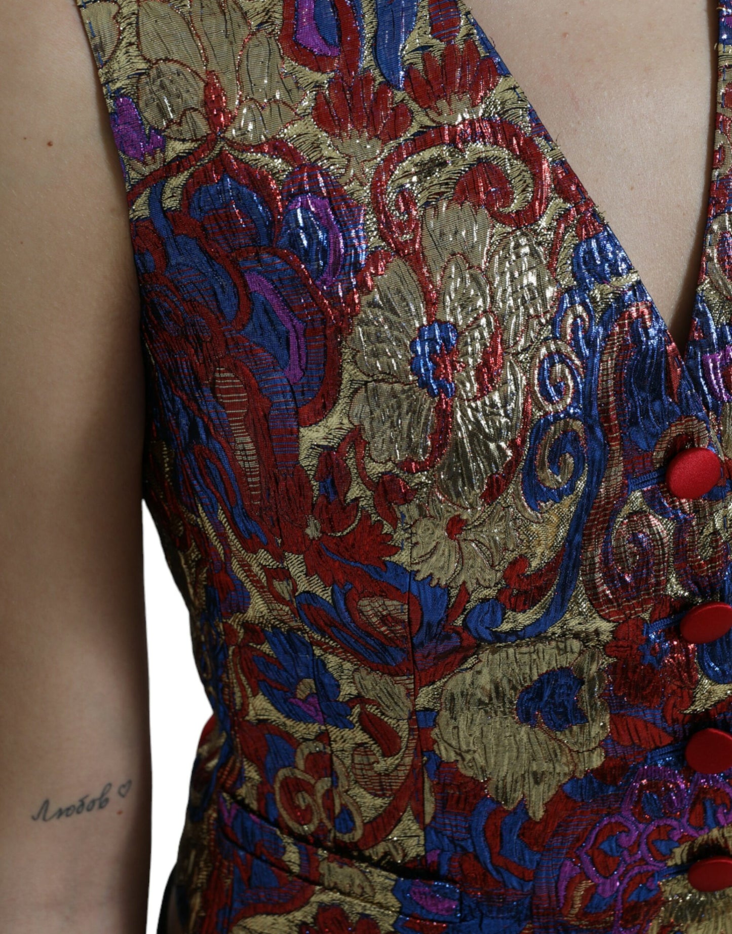 Mehrfarbige Jacquard-Weste mit Blumendruck von Dolce &amp; Gabbana