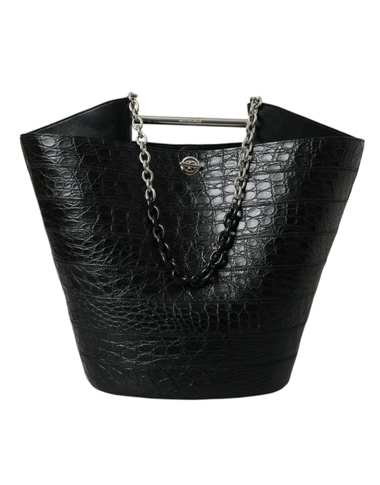 Balenciaga Elegante Maxi-Beuteltasche aus schwarzem Krokodilleder