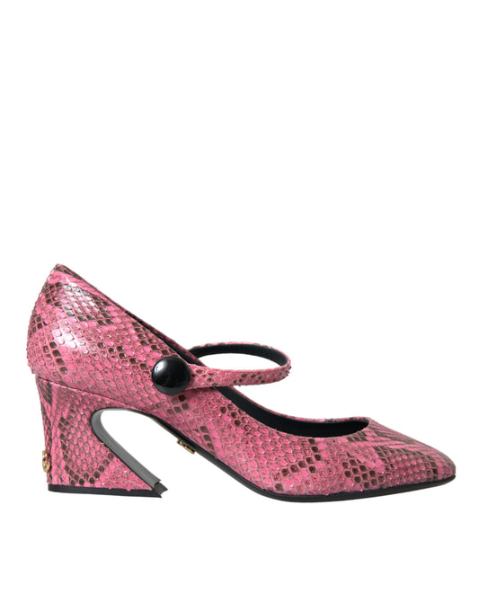 Dolce & Gabbana Pink Python Leather Mary Jane Heels Shoes
