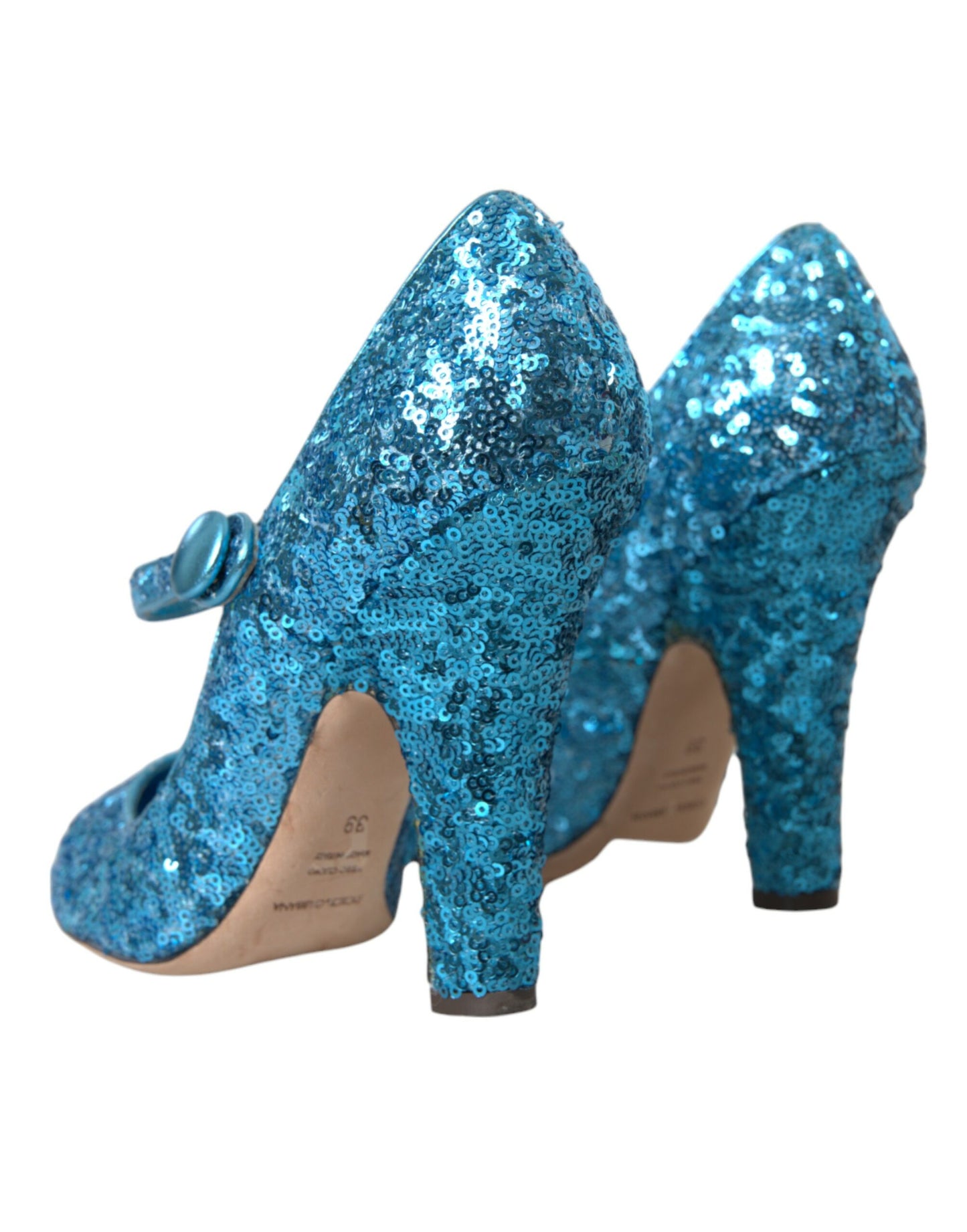 Dolce & Gabbana Blue Sequin Mary Jane Pumps High Heels Shoes
