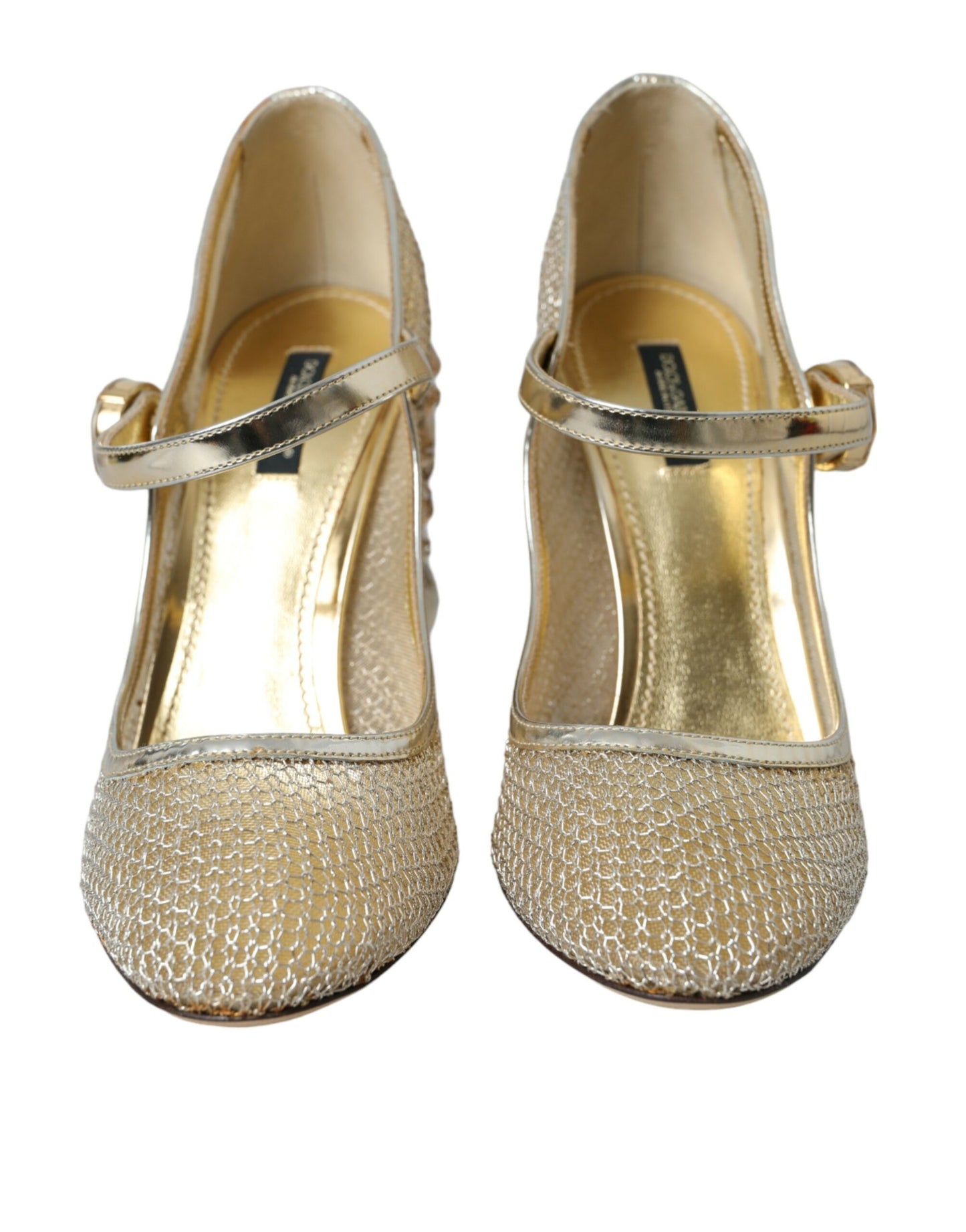 Dolce & Gabbana Gold Mesh Crystal Mary Jane Pumps Heels Shoes