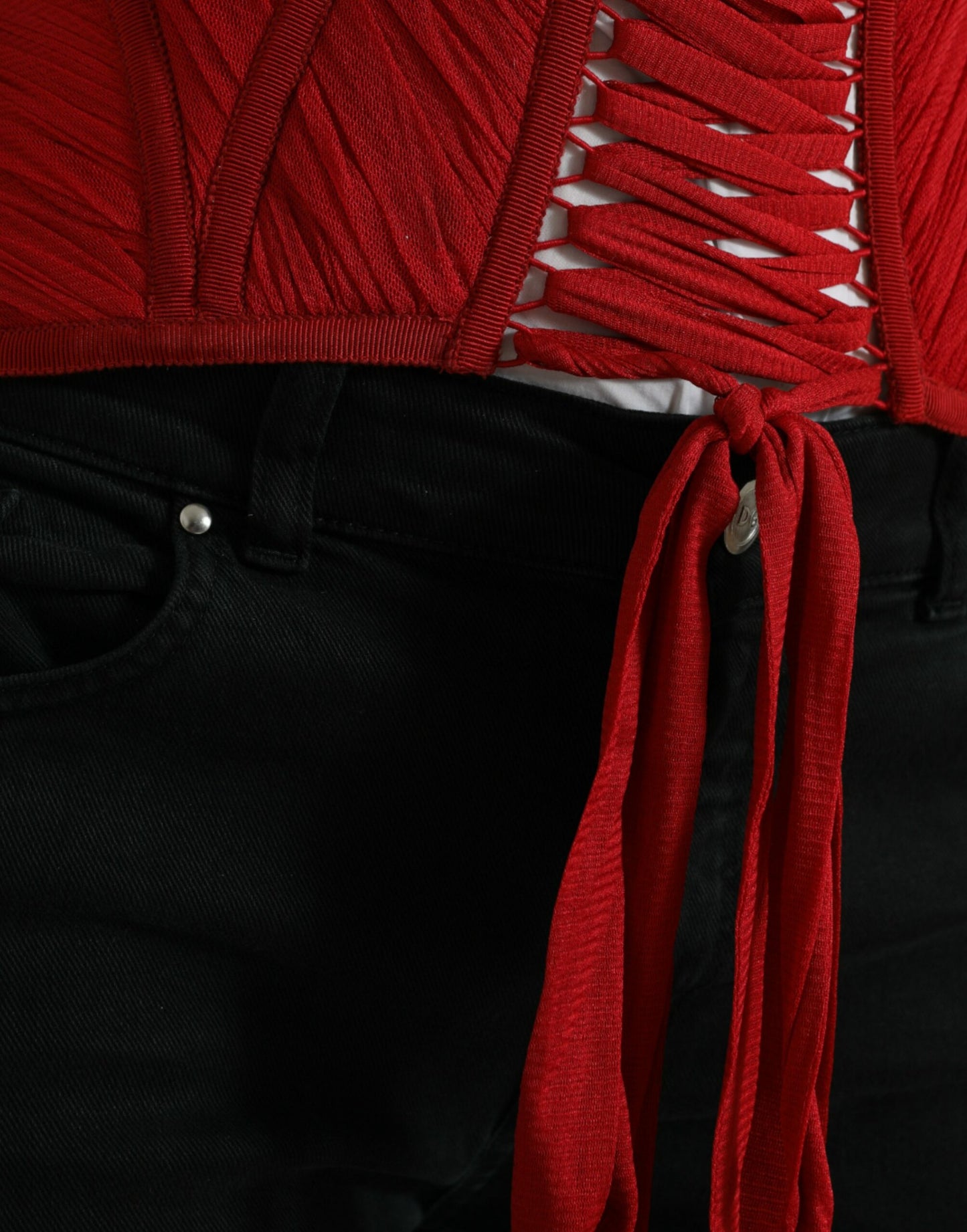 Dolce &amp; Gabbana Seidenkorsett-Taillengürtel in feurigem Rot