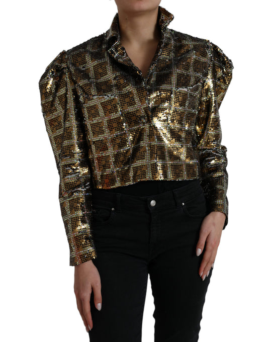 Dolce &amp; Gabbana Multicolor Polyester Sequined Cropped Jacket