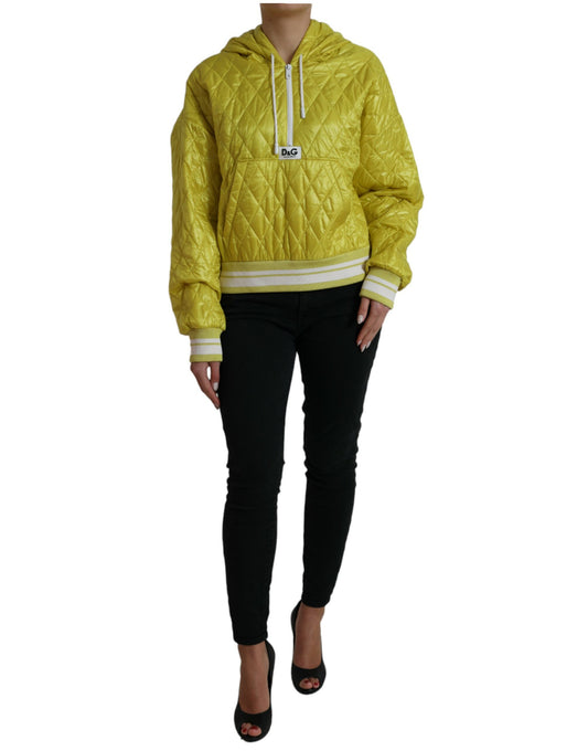 Dolce &amp; Gabbana Yellow Nylon Quilted Hooded Pullover Jacket