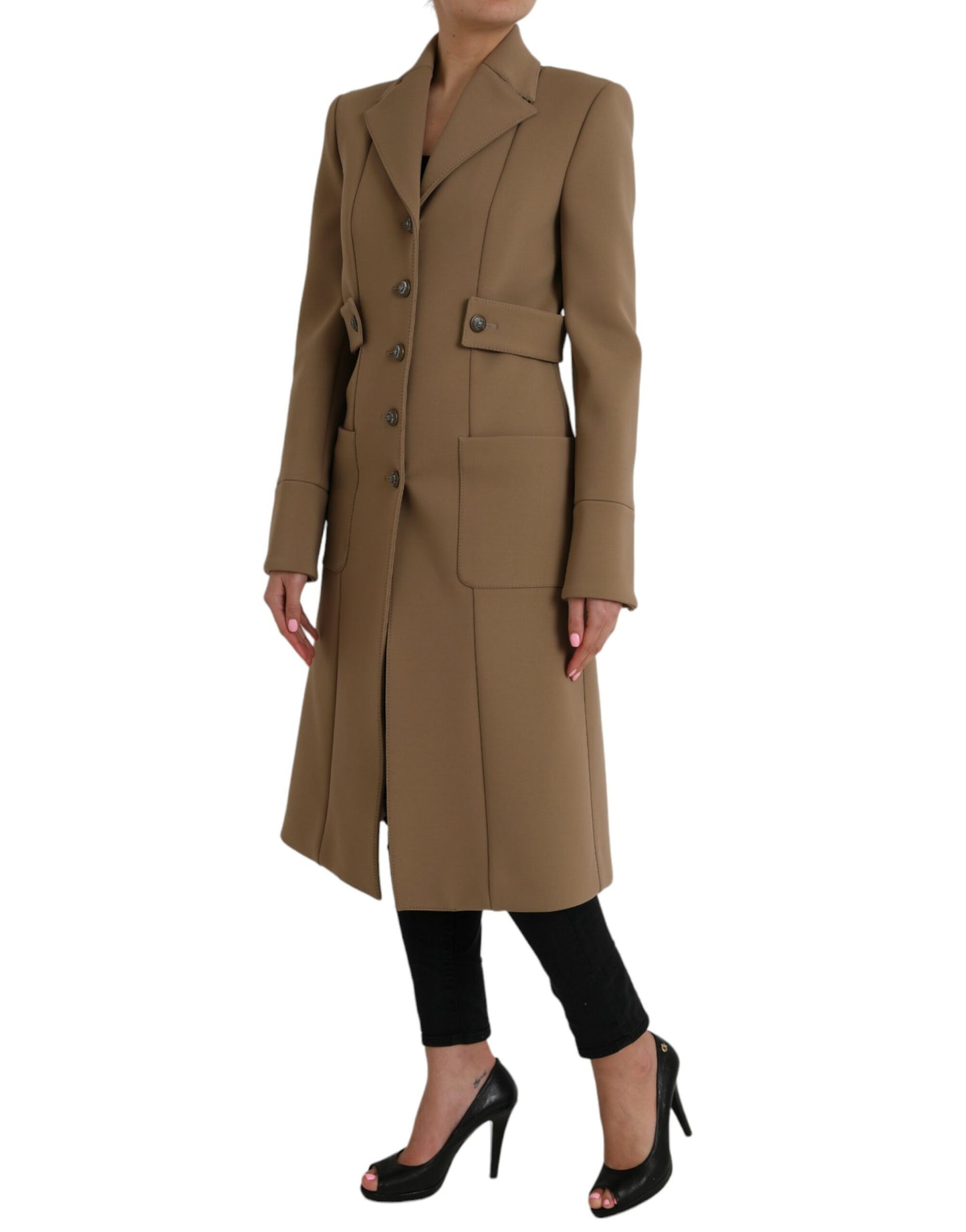 Dolce & Gabbana Brown Button Down Long Trench Coat Jacket