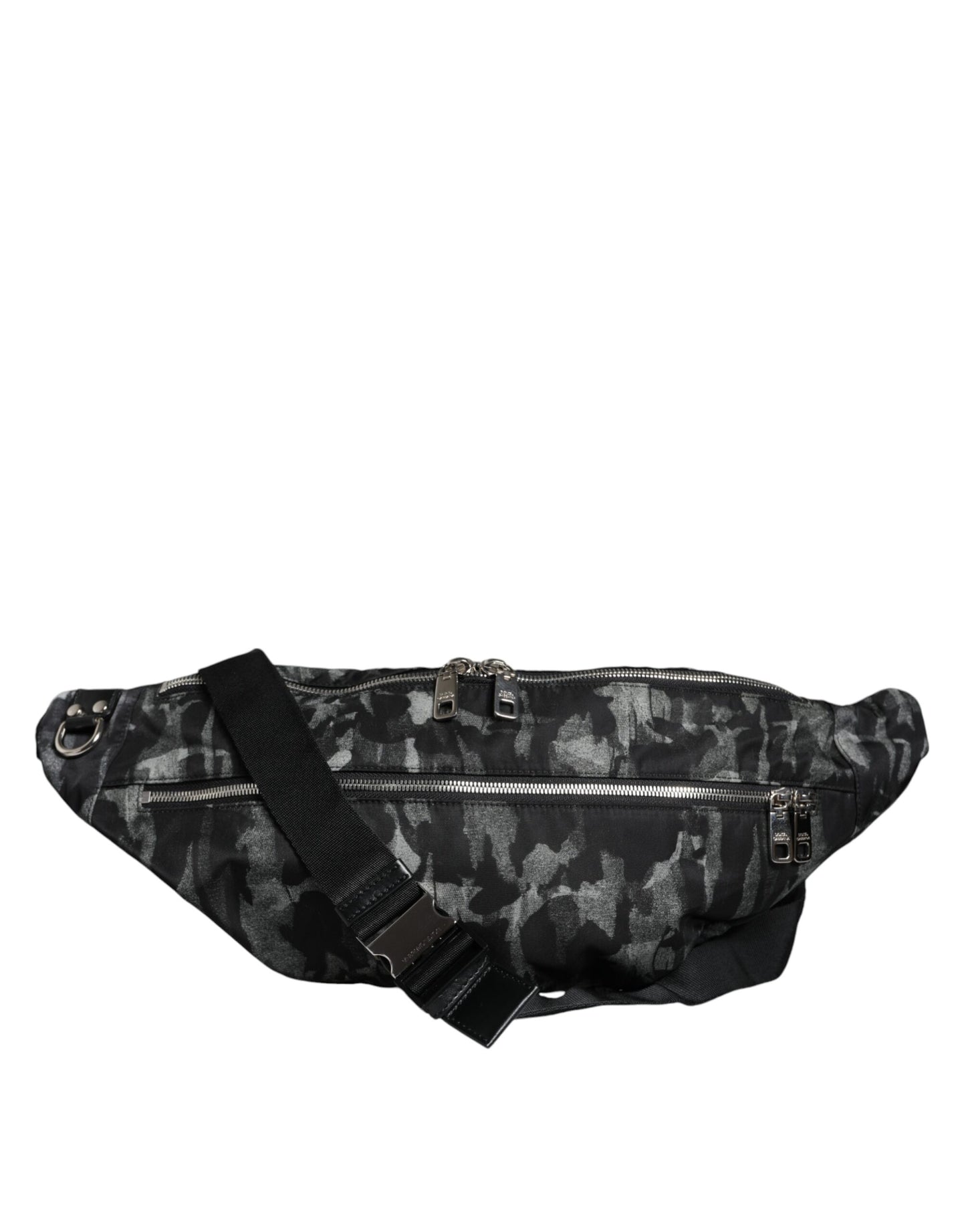 Dolce & Gabbana Black Leopard Fabric Belt Waist Fanny Pack Bag