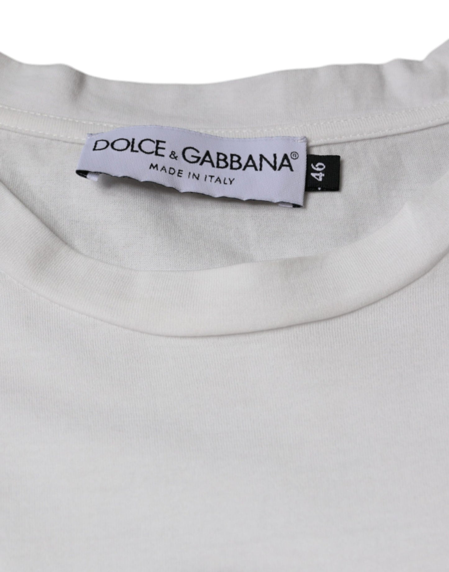 Dolce & Gabbana White Cotton DG Logo Print Casual T-shirt