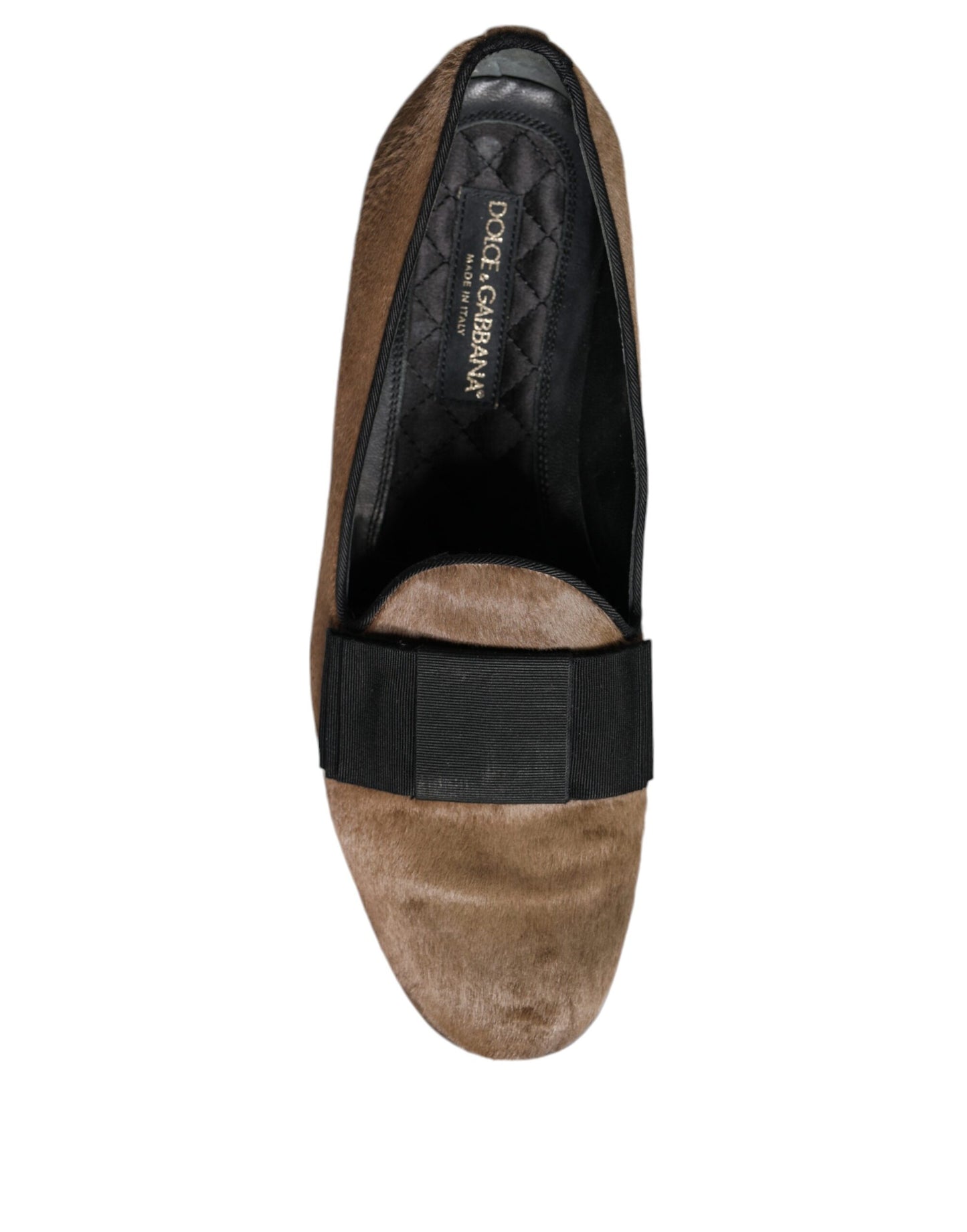 Dolce & Gabbana Brown Calf Hair Leather Loafers Shoes