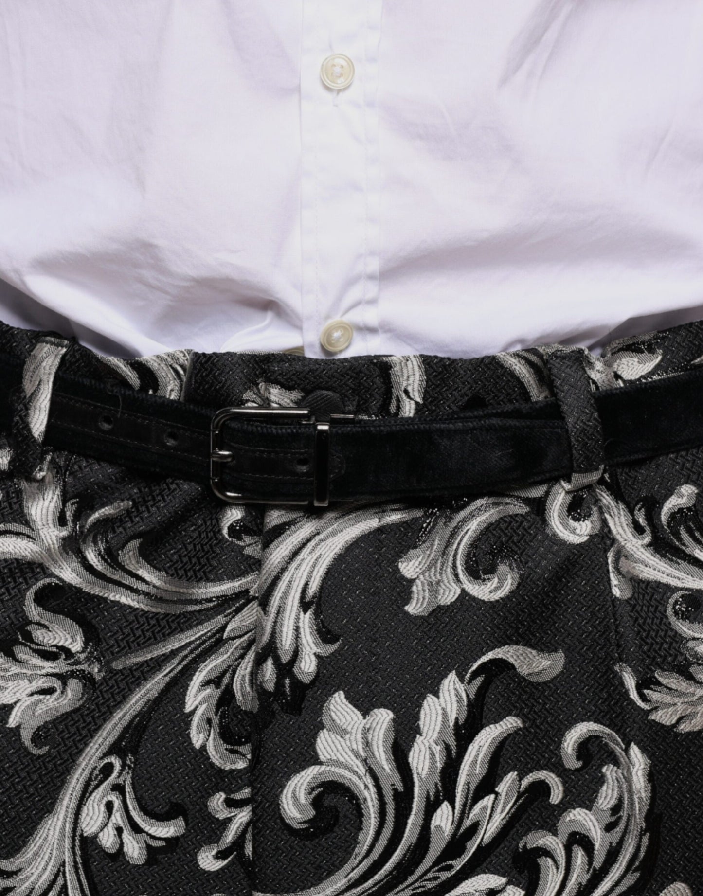 Dolce & Gabbana Black Jacquard Skinny Dress Pants