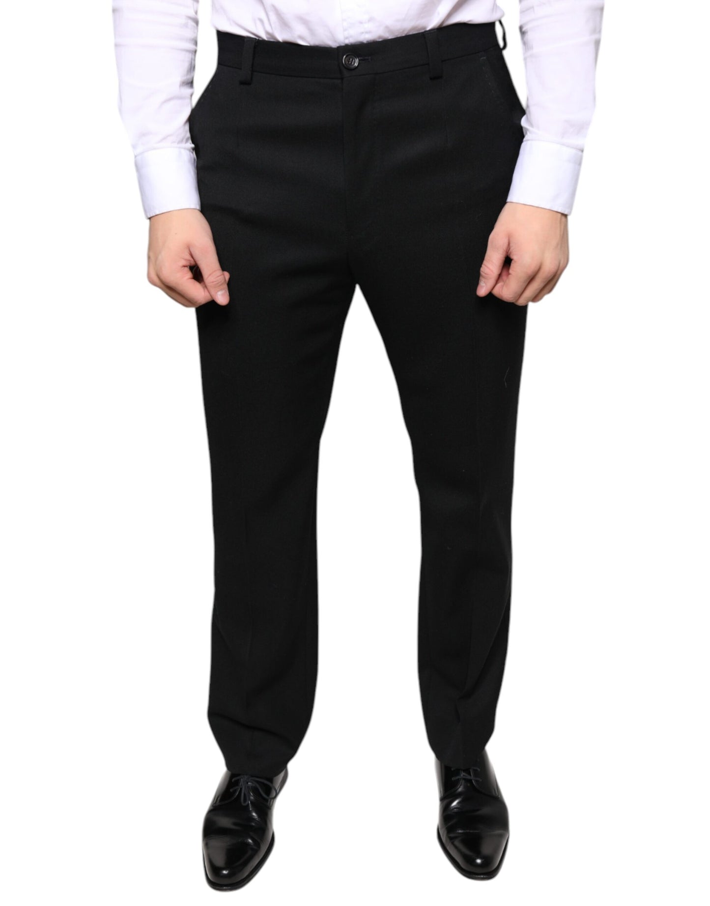 Dolce & Gabbana Black Wool Skinny Men Dress Pants