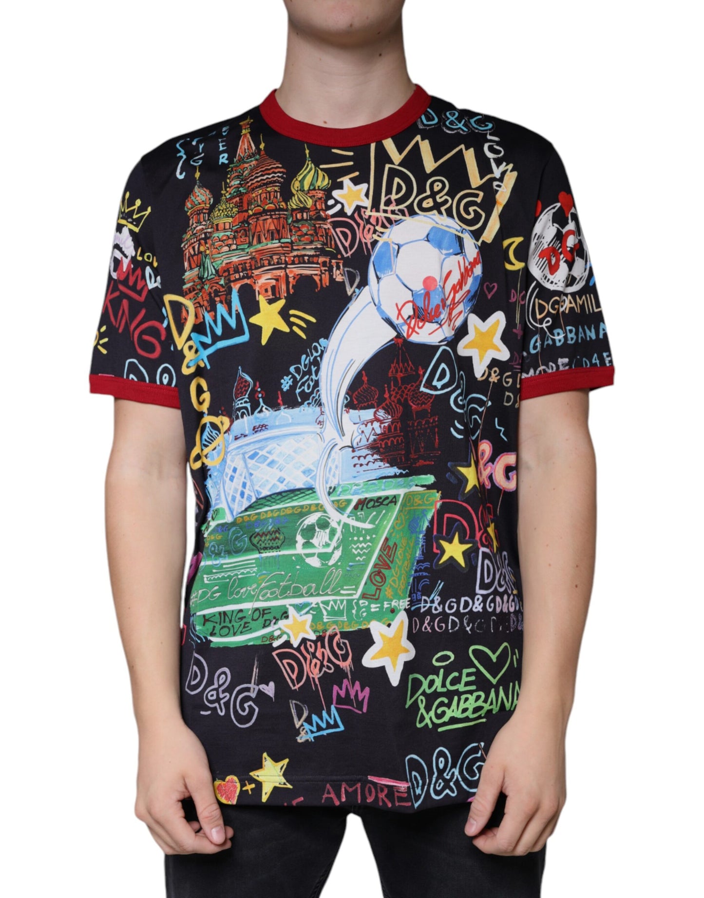 Dolce & Gabbana Multicolor Graphic Print Cotton Crew Neck T-shirt