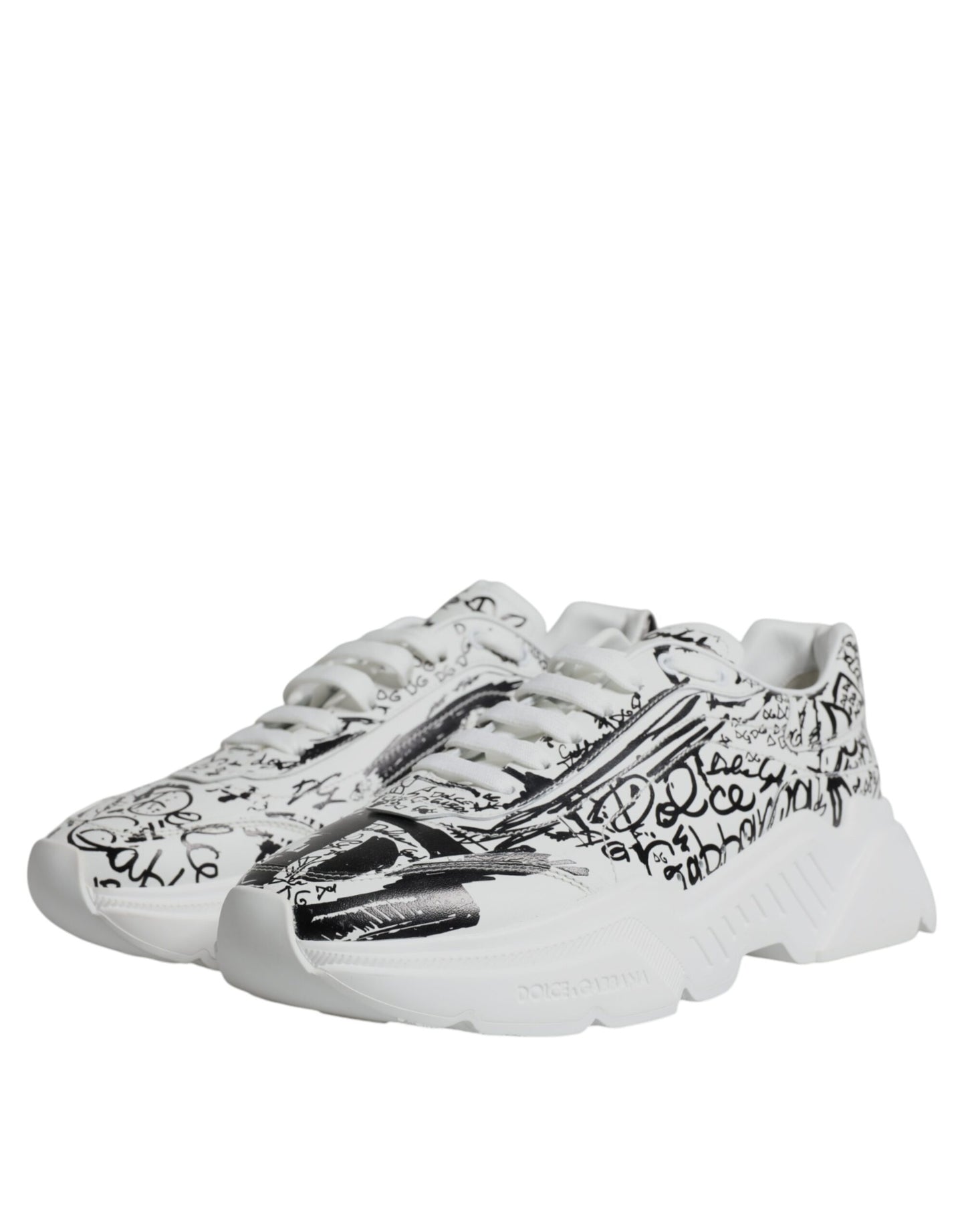 Dolce & Gabbana White Black Graffiti Daymaster Sneakers Shoes