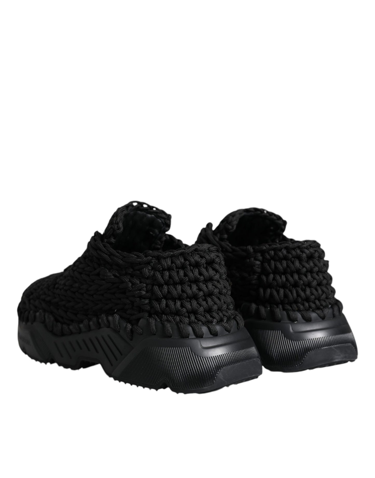 Dolce & Gabbana Black Knitted Daymaster Sneakers Shoes