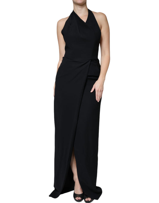 Emporio Armani Black Sleeveless Halter Sheath Long Gown Dress