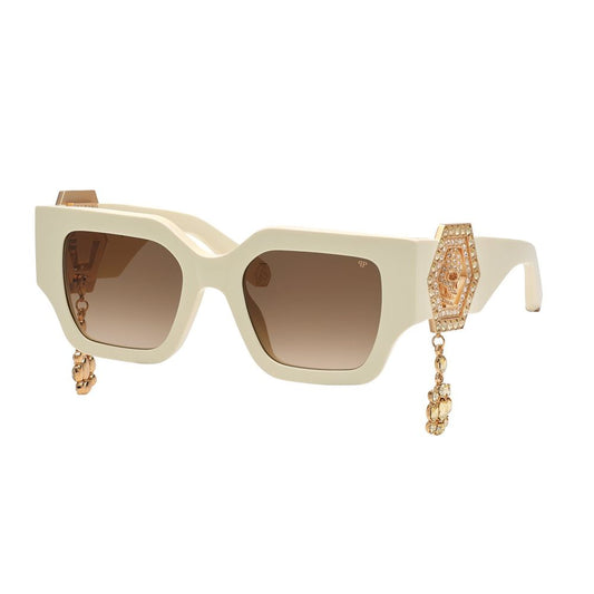 Philipp Plein – Weiße Acetat-Sonnenbrille