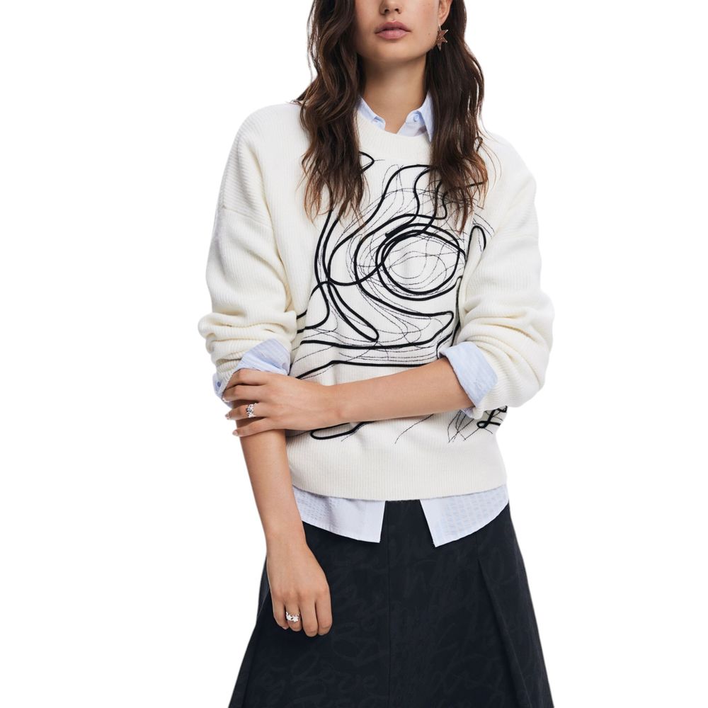 Desigual White Cotton Sweater